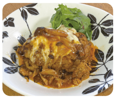 ＳＰＦポークのやわらか煮込みハンバーグ　きのこソース